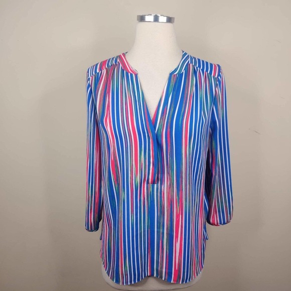 Not Your Daughters Jeans Top Striped 3/4 Sleeve - Picture 1 of 12